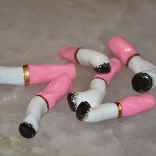 PINK CERAMIC CIGARETTES - SET OF THREE