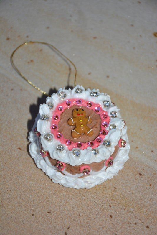 CERAMIC GINGERBREAD CAKE ORNAMENT