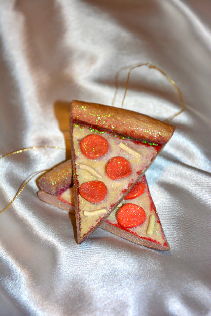 CERAMIC PEPPERONI PIZZA SLICE ORNAMENT