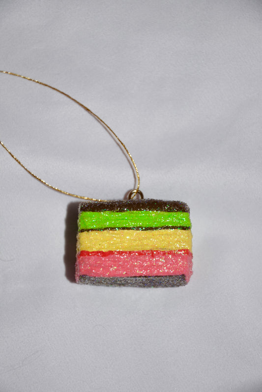 CERAMIC ITALIAN RAINBOW COOKIE ORNAMENT