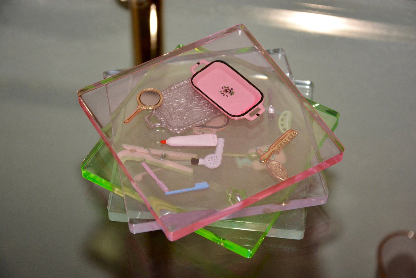 ACRYLIC TINTED DOLLHOUSE COASTER SET