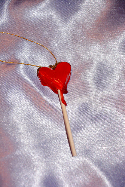 CERAMIC MELTING HEART LOLLIPOP ORNAMENT