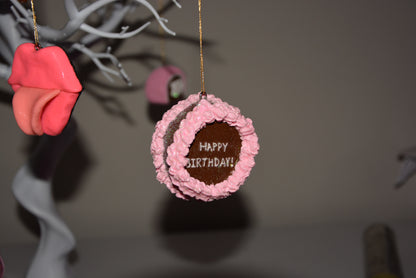 CERAMIC BIRTHDAY CAKE ORNAMENT