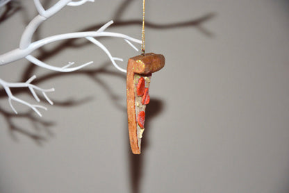 CERAMIC PEPPERONI PIZZA SLICE ORNAMENT