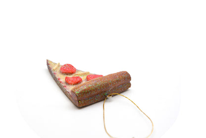 CERAMIC PEPPERONI PIZZA SLICE ORNAMENT