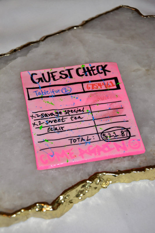 SAVAGE “CHECK PLEASE” CERAMIC COASTER