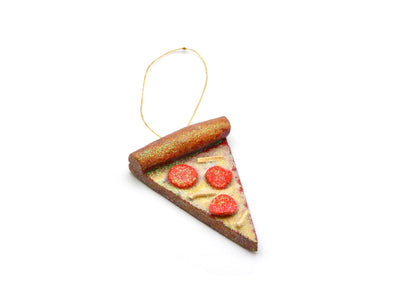 CERAMIC PEPPERONI PIZZA SLICE ORNAMENT