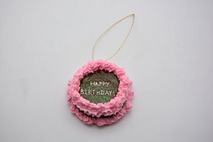 CERAMIC BIRTHDAY CAKE ORNAMENT