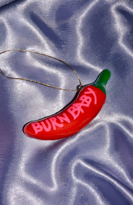 CERAMIC “BURN BABY” PEPPER ORNAMENT