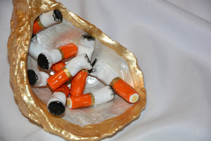 OYSTER SHELL CIGARETTE SCULPTURE