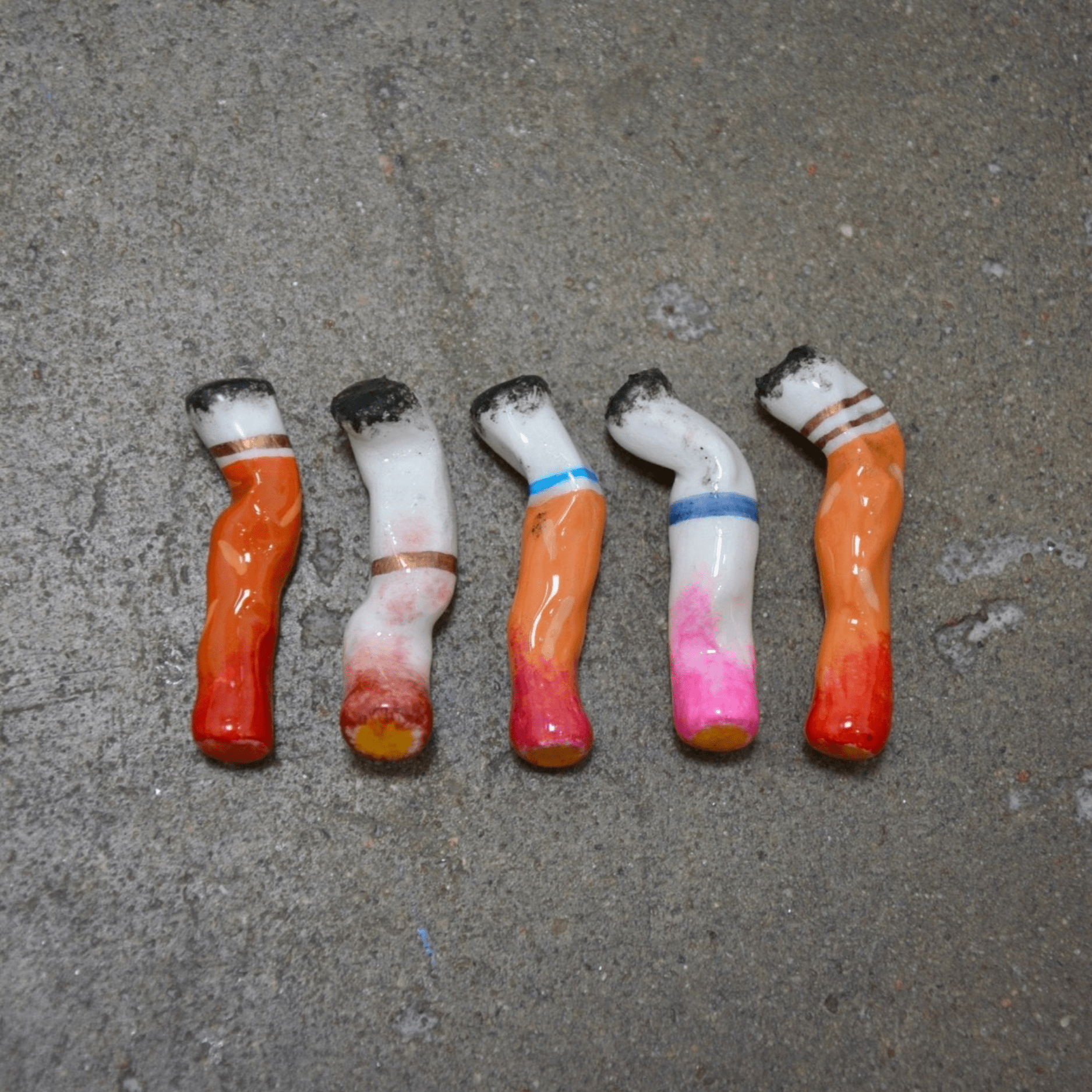 LIPSTICK STAINED CERAMIC CIGARETTES - SET OF FIVE - House of Savage