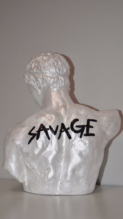 SAVAGE ROMAN BUST SCULPTURE