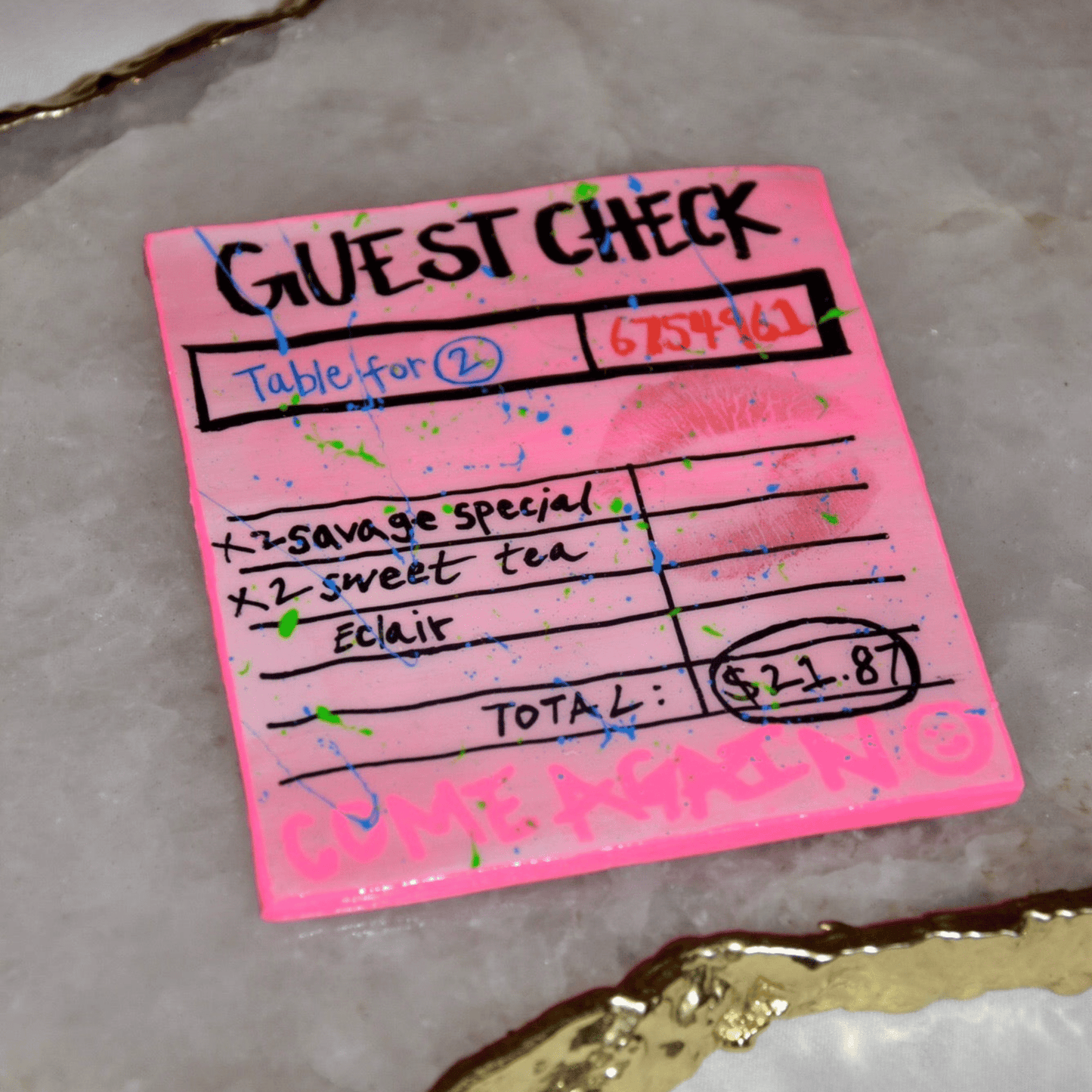 SAVAGE “CHECK PLEASE” CERAMIC COASTER - House of Savage